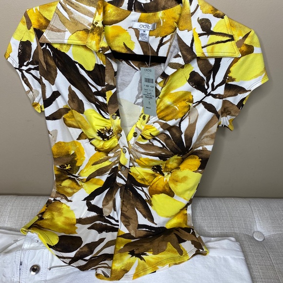 Cache Yellow Floral Print Top - Picture 2 of 13